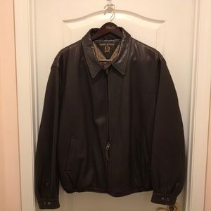 Hilfiger brown 100% leather jacket. Slightly worn.